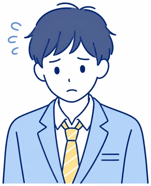 不安そうな男子生徒のイラスト
